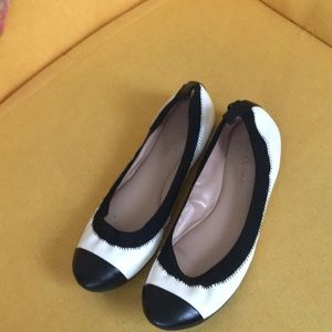 Black and white ballet flats